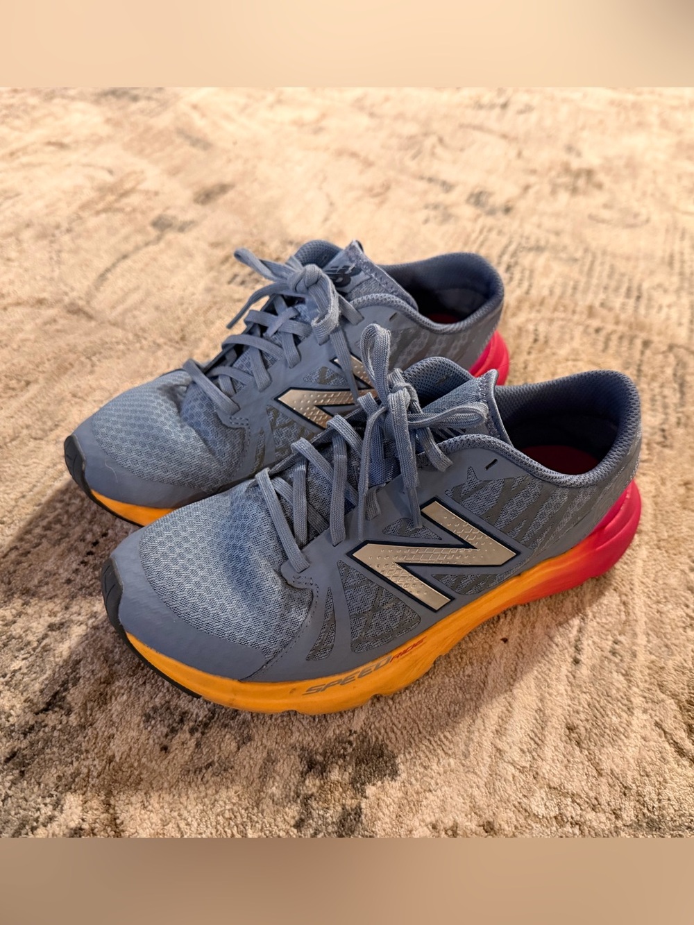 New Balance Women’s 9 Speed Ride 690v4 Running Blue Orange Pink Shoes W690YP4